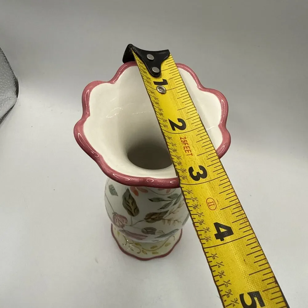 Capriware Hand Painted Floral Collectible White Porcelain Bud Vase *